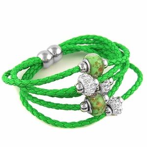💚💚💚 Leather Murano Bead Bracelet 💚💚💚